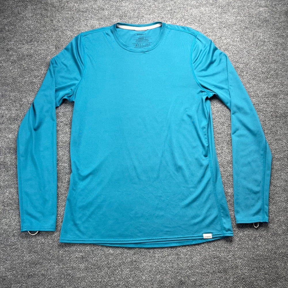 Patagonia Capilene 1 Silkweight Shirt Womens Large Teal Blue Long Sleeve 45645